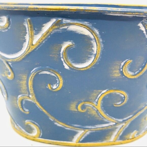 Periwinkle Gold Scroll Planter with Handles Organizer - Picture 5 of 13
